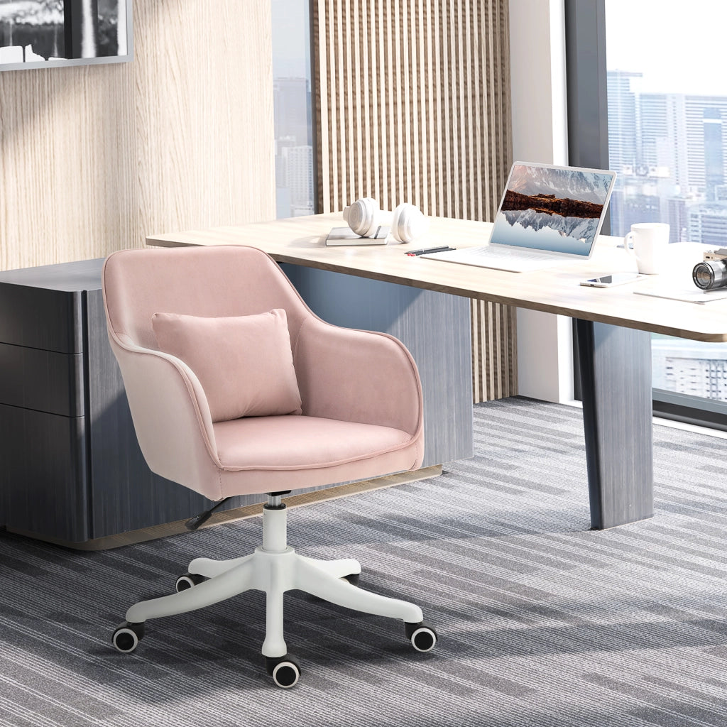 Poltrona massaggiante reclinabile ergonomica da scrivania girevole ¨C zephmum ¨C rosa tessuto velluto