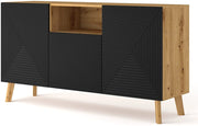 MOBILE CASSETTIERA SOGGIORNO LUXI 146x42x80cm ROVERE NERO OPACO