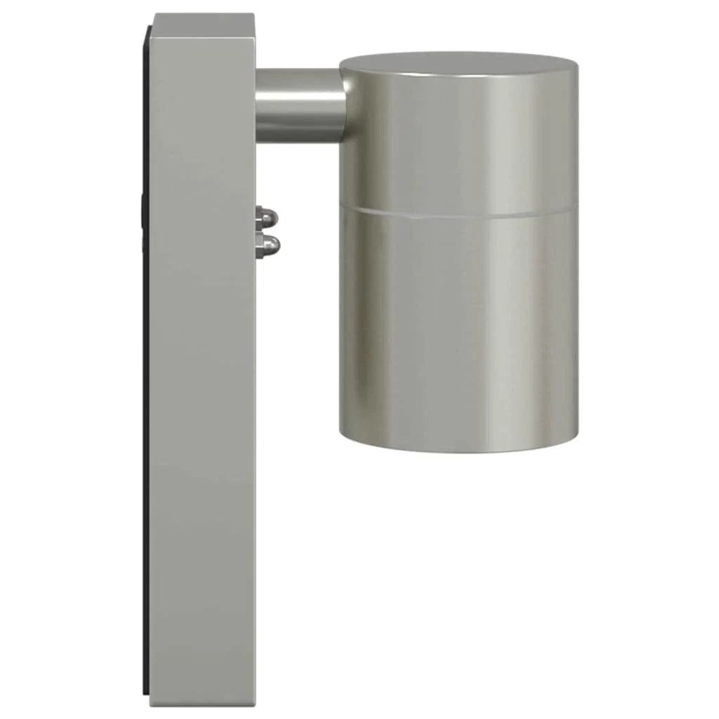 Set di 2 robuste applique da parete per esterni design moderno 6,5 x 10,5 x 16 cm acciaio inox argento 02_0056532
