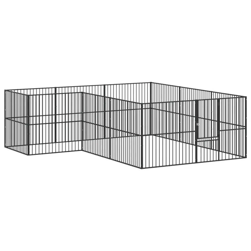 Box per Cani 12 Pannelli Nero Acciaio Zincato CFW6589690