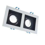 Trade Shop - Portafaretto Incasso Orientabile Doppio Per Due Faretti Per Controsoffitta P24 - Bianco E Nero