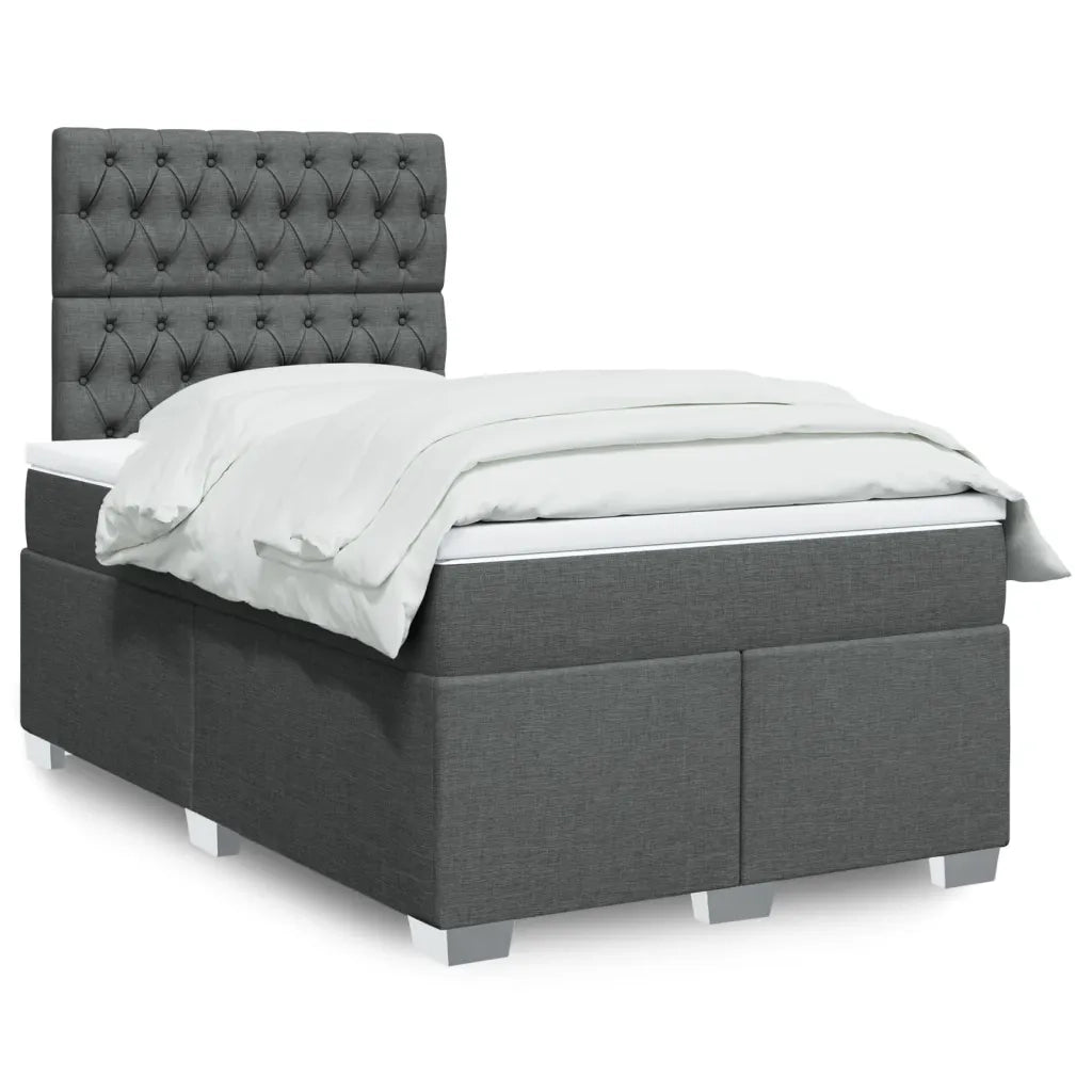 Giroletto a Molle con Materasso Grigio Scuro 120x190cm Tessuto