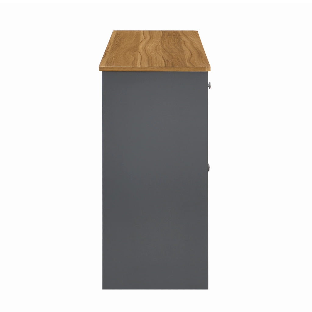 Sideboard 160x37x75 cm con 3 cassetti; 4 ante e ripiani regolabili; MDF nero e grigio