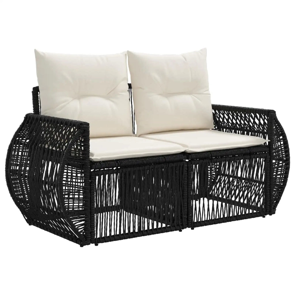 Set Divano da Giardino 13 pz Nero e Bianco Crema polyrattan 3437026