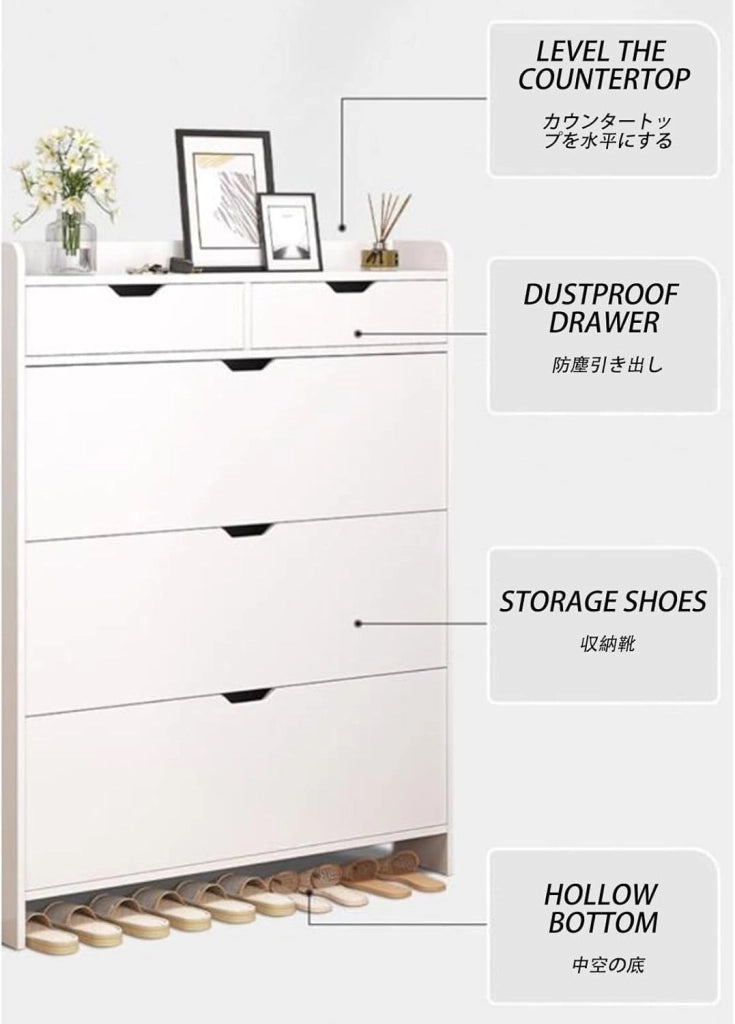 scarpiera Scarpiera Organizer per scarpe - Armadietto portascarpe stretto a 3 livelli con ante per riporre l'ingresso organizzato - Scarpiera sottile indipendente (dimensioni: 80 * 17 * 125 cm)