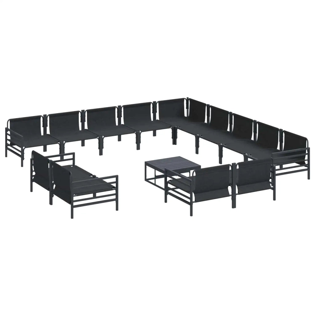 Set Divano da Giardino con cuscino 14 pcs Nero Acciaio 3379039