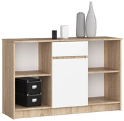 Cassettiera AKORD B17 Cassettiera Sonoma Quercia 120 cm 1 anta 1 cassetto inserto frontale Bianco 120x40x77 cm