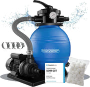 ® Filtro Acqua per Piscina SF102K 10.200 L/h Fino a 35.000L Palline Filtranti 1000gr Incl. Valvola a 7 Vie Adattatore 2in1 Ø32-38mm Pompa di Filtraggio 450W Filtri Piscine Pompe Filtranti