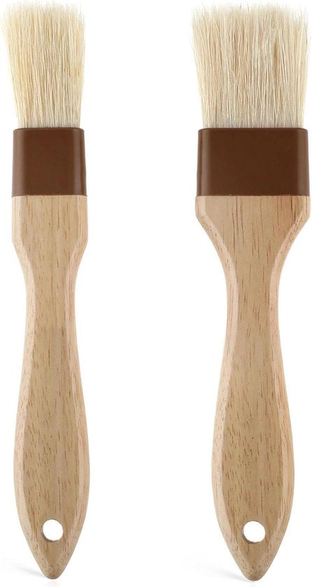 Bakkwasten con setole naturali - Spazzola per barbecue in silicone resistente al calore - 2 pezzi (piccolo + medio) .