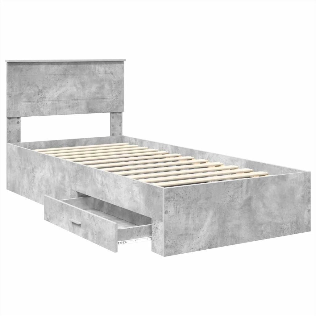 Struttura del letto con testiera-Giroletto con Testiera Grigio cemento 100 x 200 cm 736256