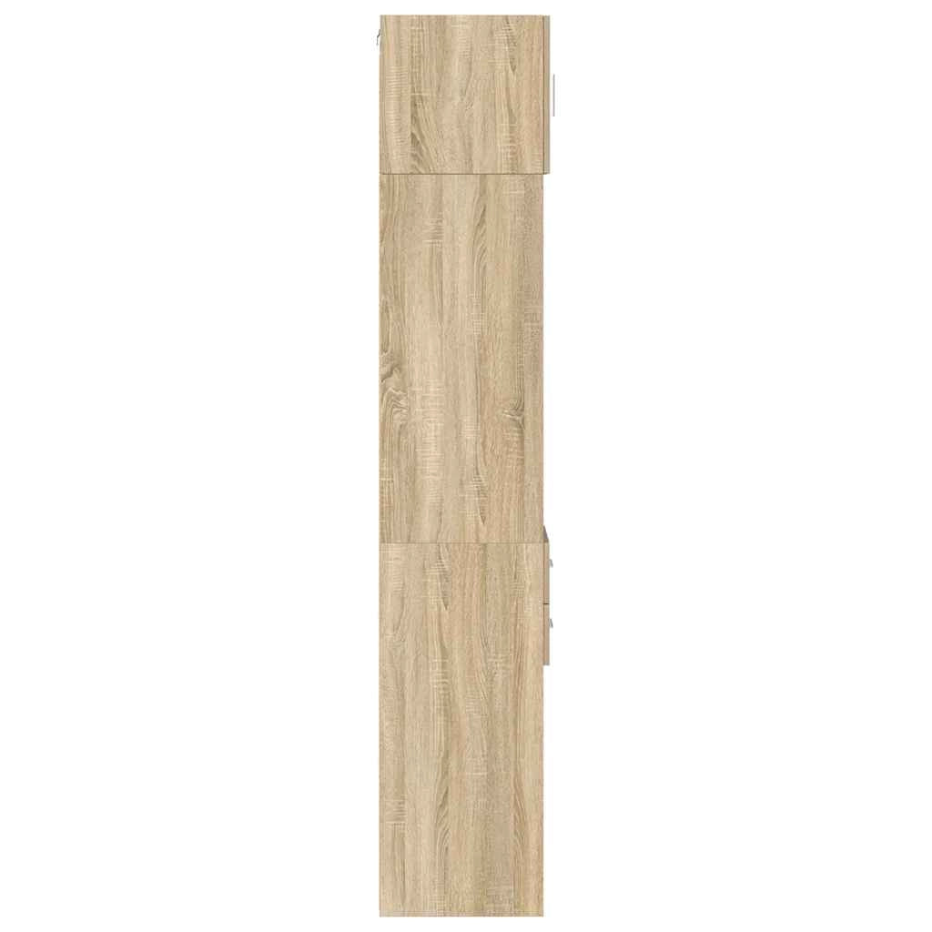 Mobile contenitore sottile 30 x 42,5 x 225 cm capiente moderno multifunzionale realizzato in legno ingegnerizzato di rovere Sonoma 02_0055554