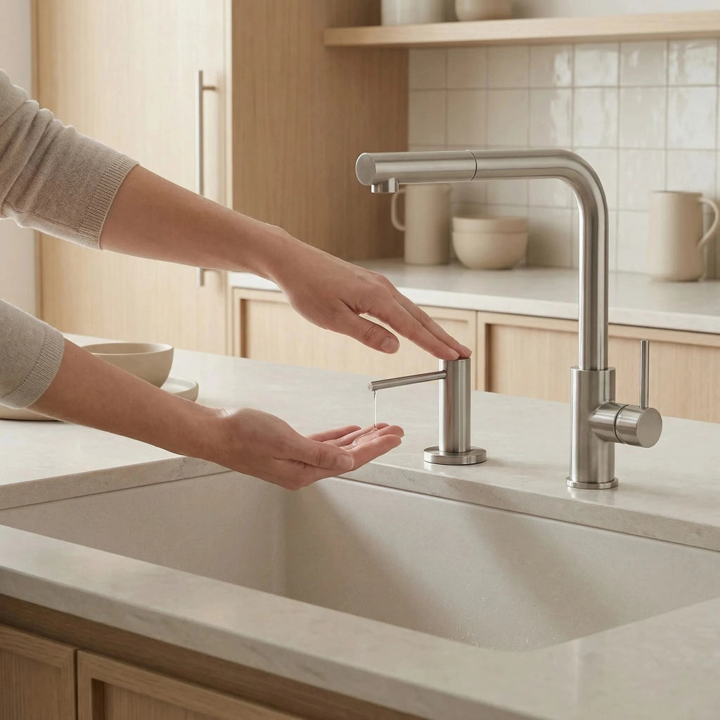Dispenser Lavello Sapone Rea Erogatore Dex Brush Nickel