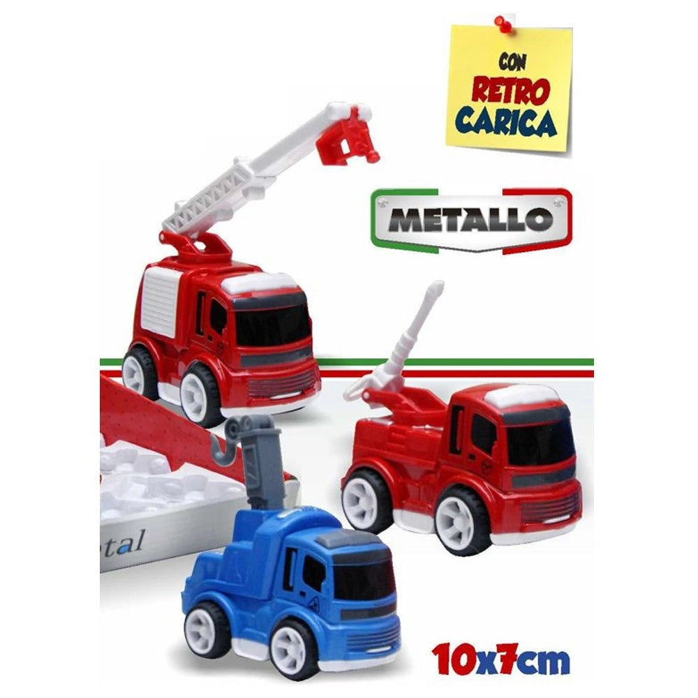 Trade Shop - Macchinina Con Frizione Giocattolo Educativo Bambini Pompieri Con Retro Carica -