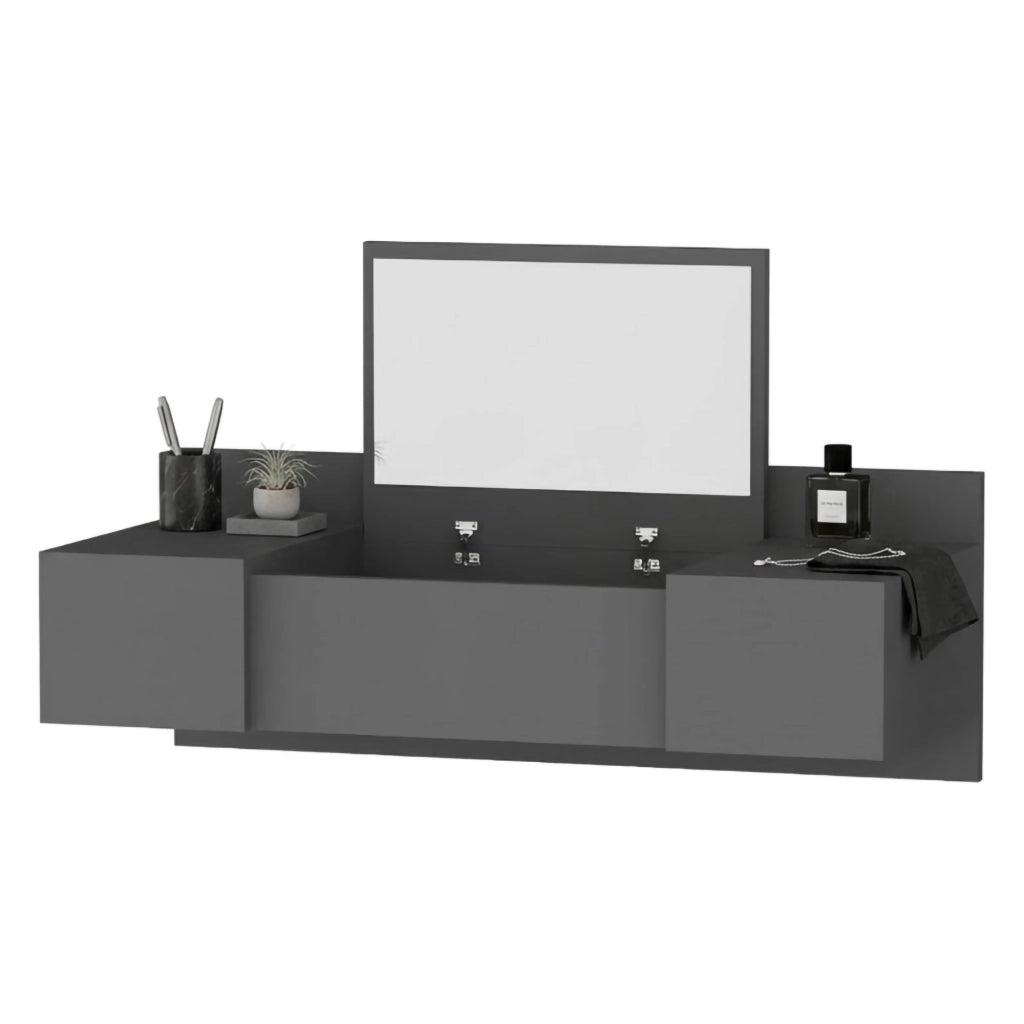Mobile da Trucco Selci, Toeletta Specchio Incluso, 100x39x33h cm Nero