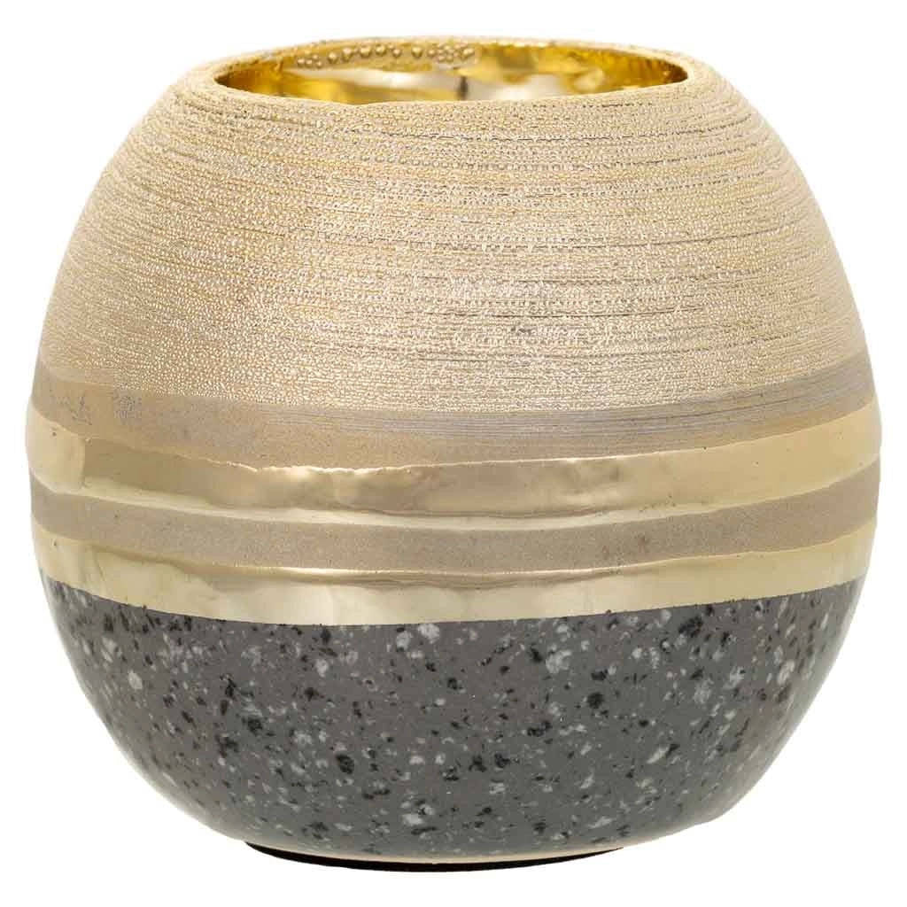 Portacandele in ceramica dorata 8x8x7,5h