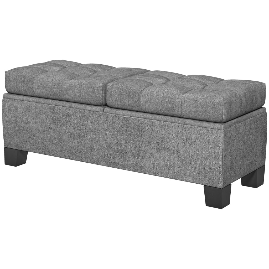 Letto Contenitore in Tessuto Trapuntato ¨C Zephmum ¨C Grigio 116x41x47cm
