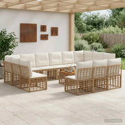 Set di divani da esterno 14 pcs Naturale e Bianco Crema 3437584