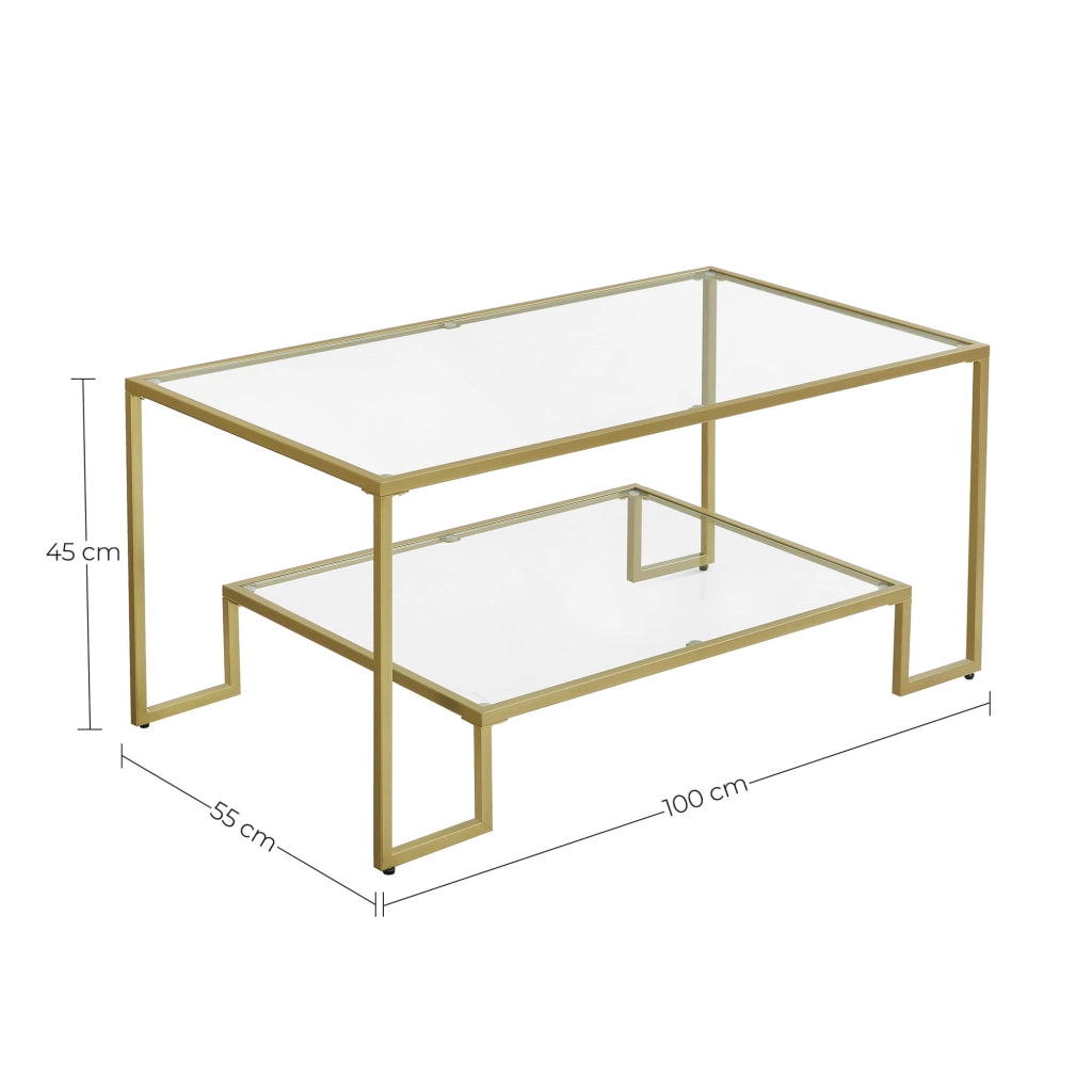 Tavolino da caffè Valora TABLE con piano in vetro dorato per soggiorno