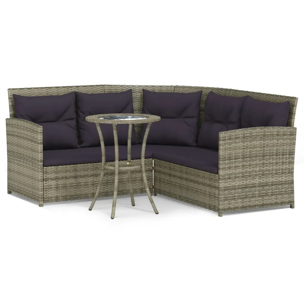 Set Divano a L con Cuscini 2 pz Grigio in Polyrattan 319658
