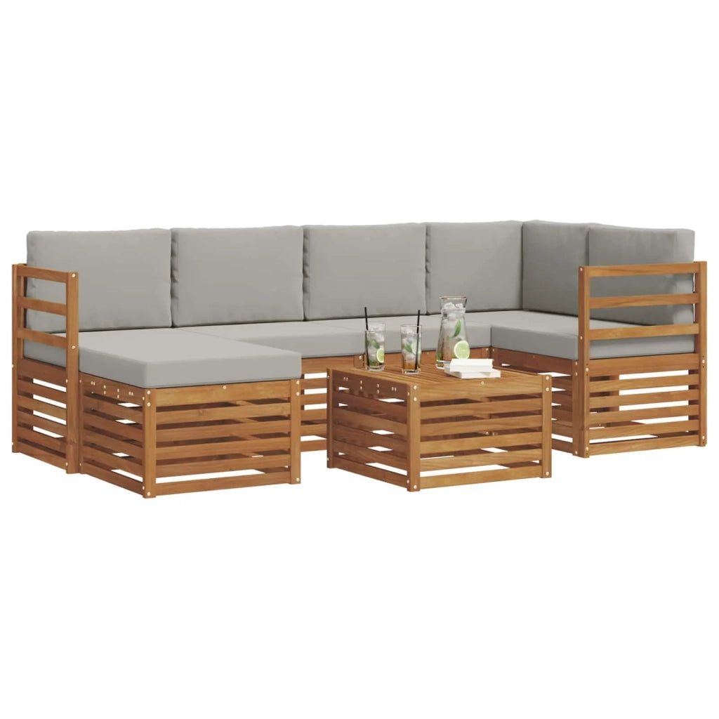 Set divano sezionale con cuscino 7 pcs Grigio Naturale e Chiaro
