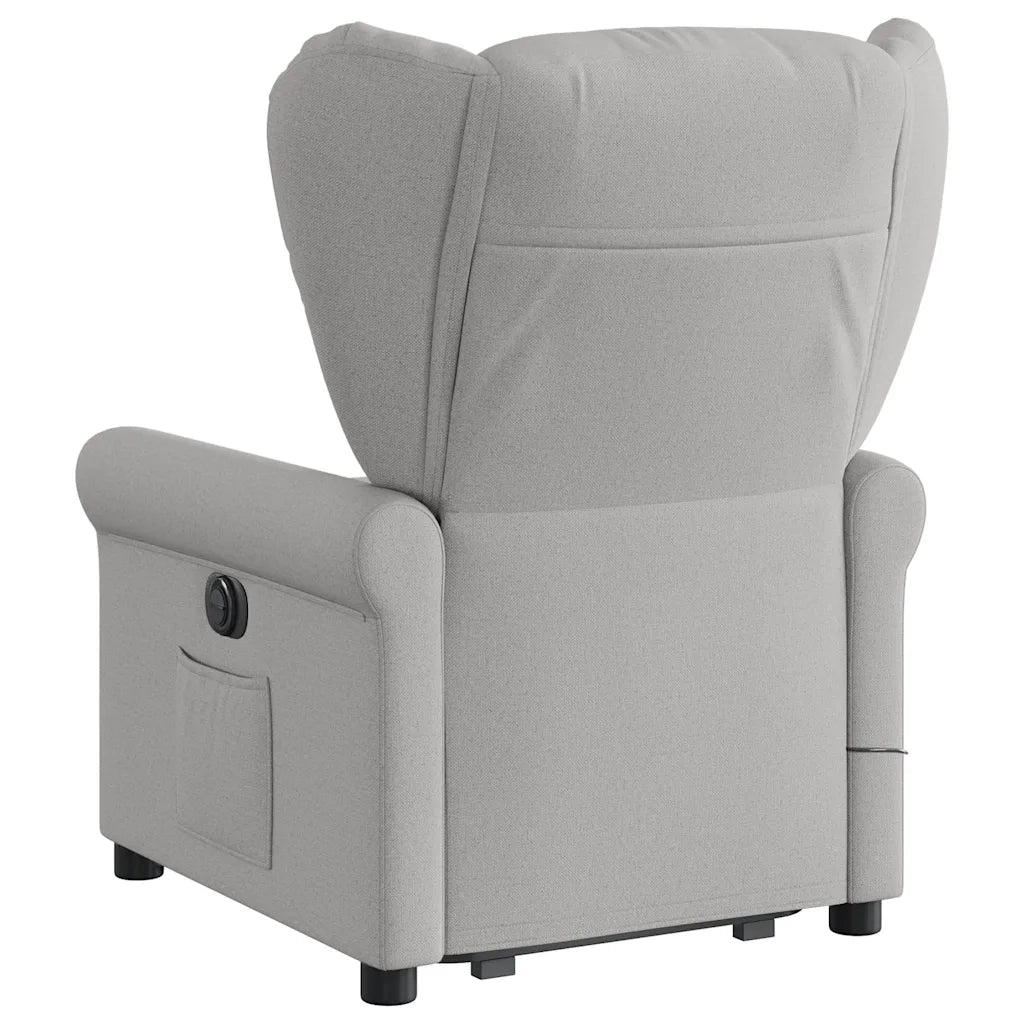Poltrona | Sedia Relax Alzapersona Massaggi Reclinabile Grigio Nuvola Tessuto
