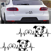 Decorazioni per auto 2 pezzi carine e divertenti Pitbull adesivi per auto frigorifero laptop parete (nero)