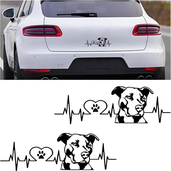 Decorazioni per auto 2 pezzi carine e divertenti Pitbull adesivi per auto frigorifero laptop parete (nero)