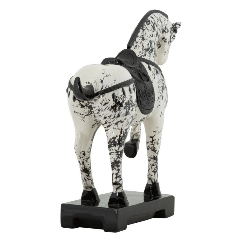 Scultura a forma di cavallo bicolore in poliresina L 31 × P 10,5 × H 34 cm