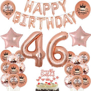 Set di decorazioni per compleanni 46 anni - palloni in pellicola - palloni in lattice - slitta - rosa chiaro - blu con confetti - decorazioni per feste