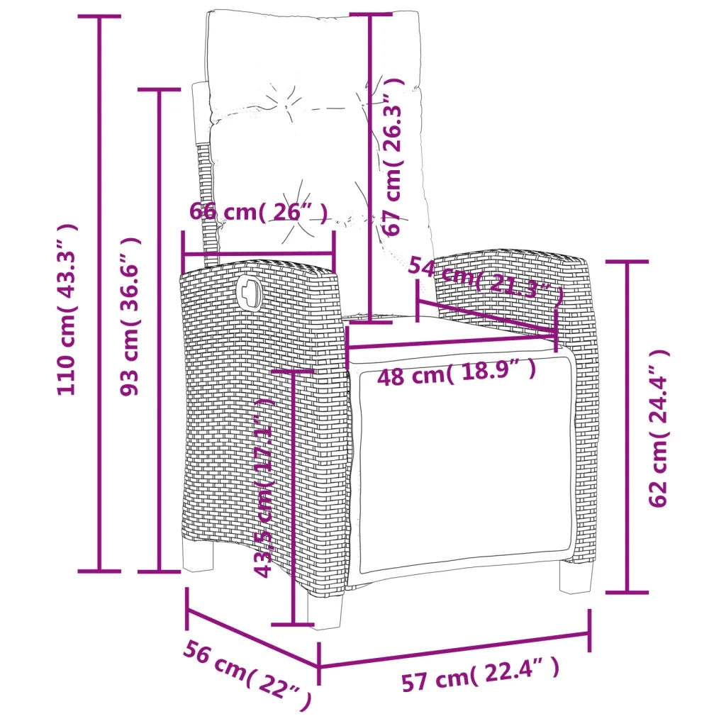 Sedia Reclinabile Giardino | Sedie da Esterno Poggiapiedi Grigio Chiaro Polyrattan