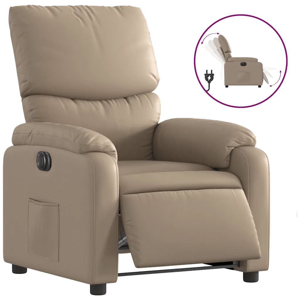 Poltrona | Sedia Relax Reclinabile Elettrica Cappuccino in Similpelle