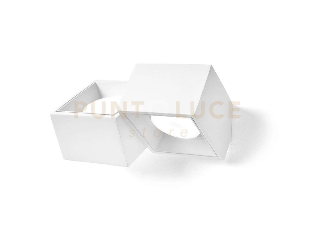 NASSO applique a Parete 2 Luci attacco GX53 Biemissiva Quadrata bianco in gesso e alluminio