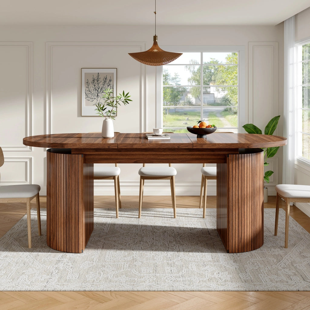 Tavolo da Pranzo Allungabile con Vano Contenitore ¨C MINIMAL ¨C MDF, Marrone Scuro, Salvaspazio