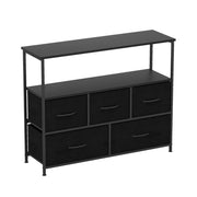 Com¨° per camera da letto con 5 cassetti cassettone in legno, Com¨° unit¨¤ organizzatore per conservazione Nero