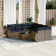 Set Divani da Giardino 9 pz con Cuscini Grigio in Polyrattan 3221160