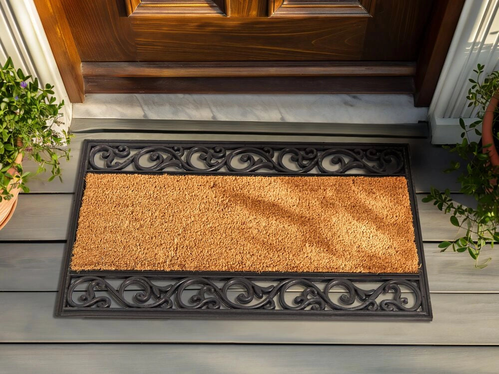 Zerbino in fibra di cocco naturale con fondo in PVC e gomma antiscivolo 45 x 75 cm Decorazione moderna per interni