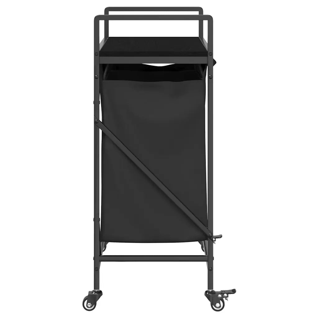 Cesto Portabiancheria 2 Scomparti con Ruote Rovere Nero CFW5642048
