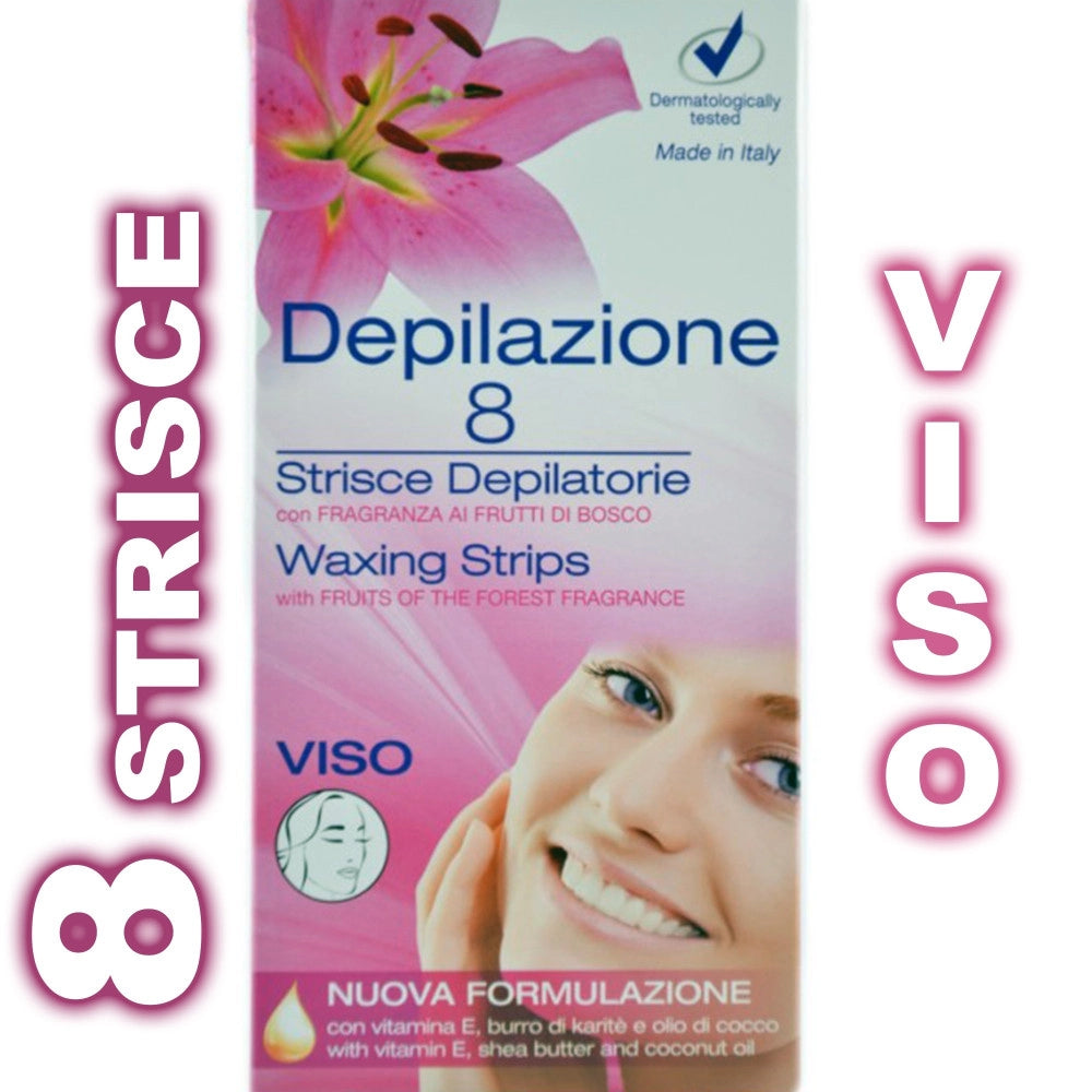 Trade Shop - 8 Strisce Depilatorie Per Viso Pronte All'uso Ceretta Per Donna E Uomo Unisex -