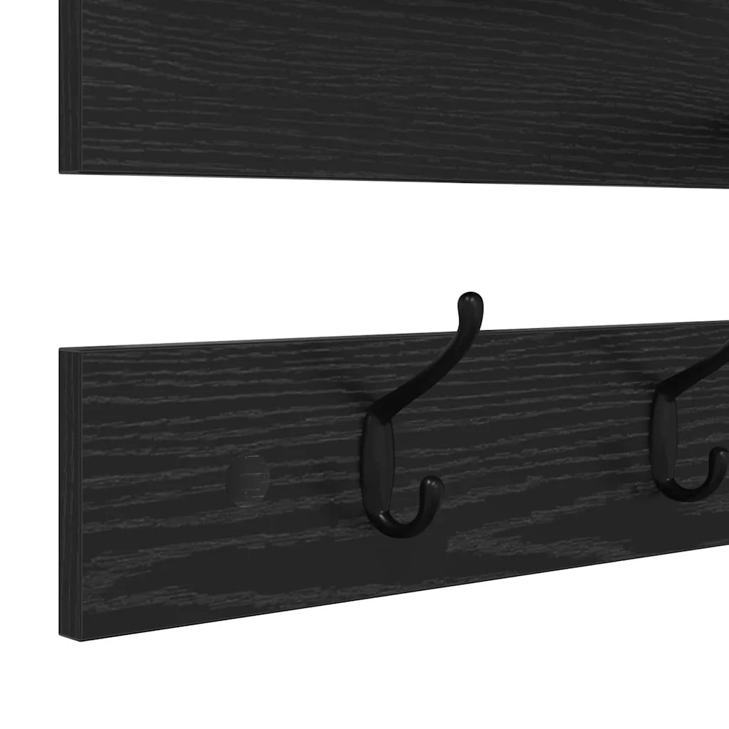 Appendiabiti a muro con lo scaffale Rovere Nero 90 x 15 x 36 cm 874420