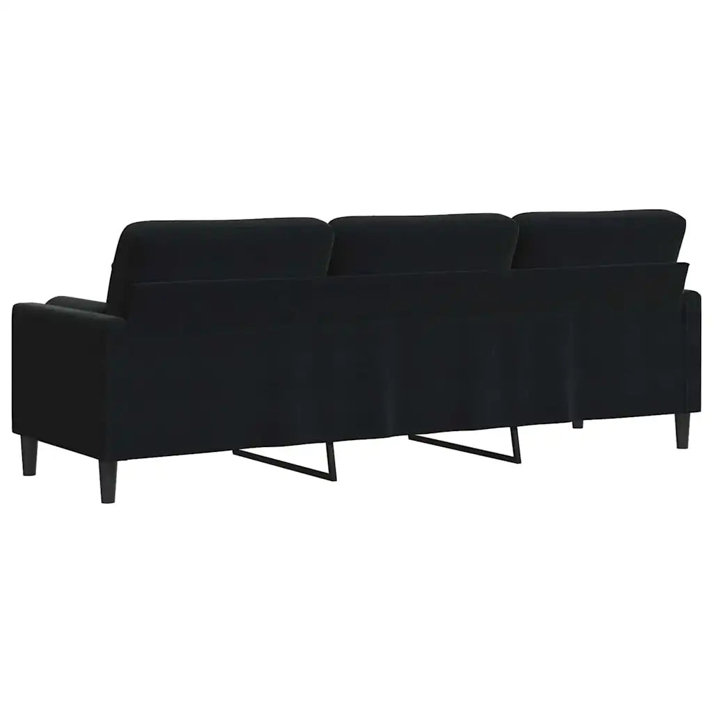 Divano | Divano da soggiorno | Sofa a 3 Posti con Cuscini Nero 210 cm in Velluto