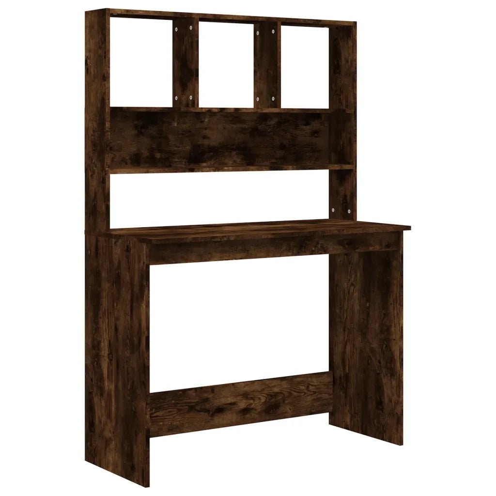 Scrivania | Tavolo da Ufficio Mensole Rovere Fumo 102x45x148 cm Legno Multistrato