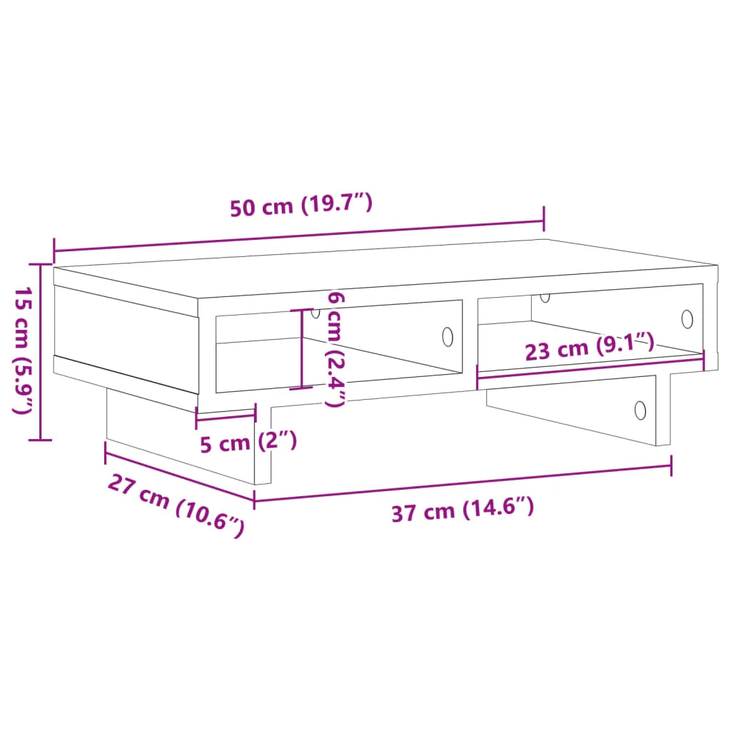 Supporto per monitor tavolo mobile ufficio legno vecchio 50 x 27 x 15 cm legno ingegnerizzato marrone 02_0045010