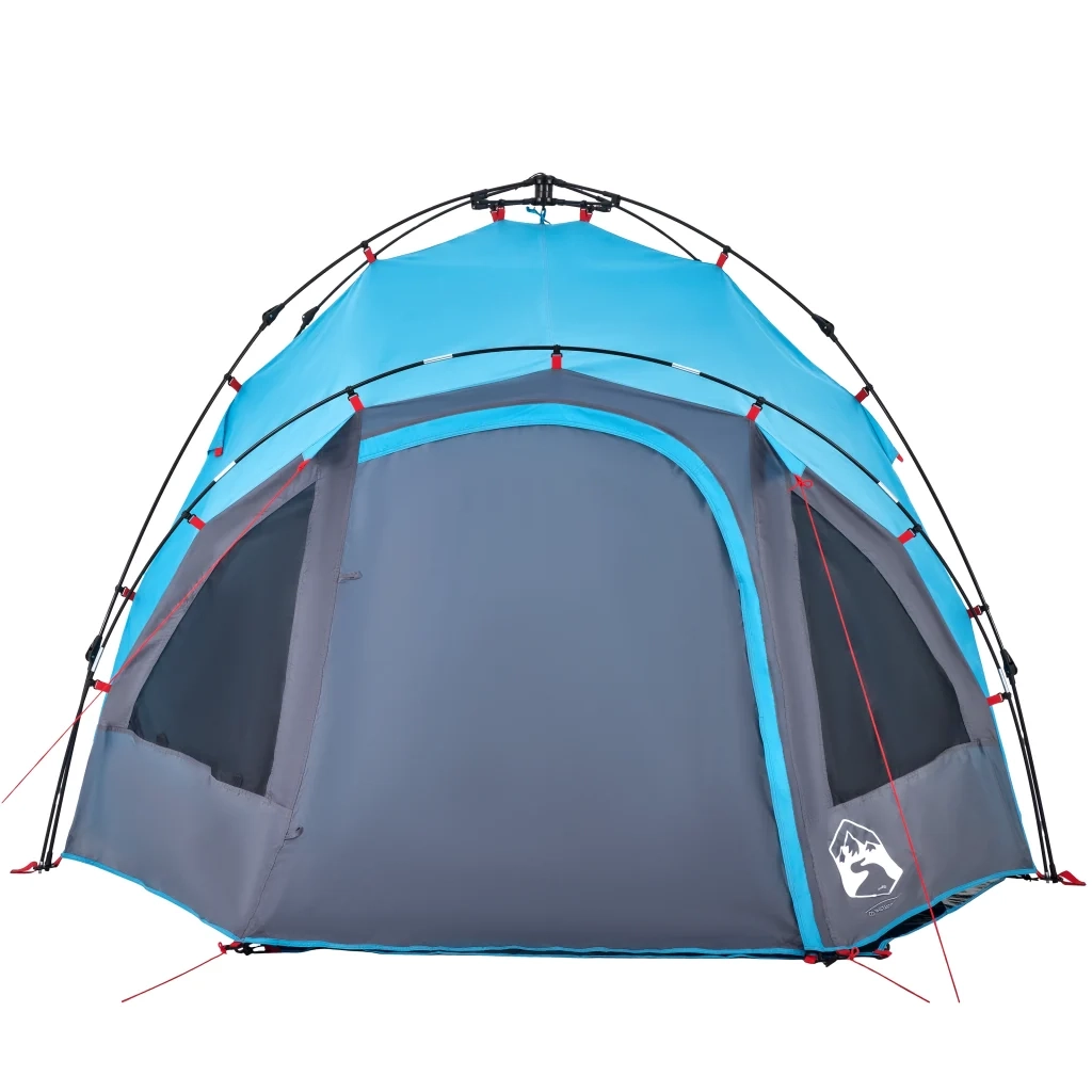 Tenda a Cupola da Campeggio 3 Persone-Tenda per Escursionismo Blu a Rilascio Rapido 452421