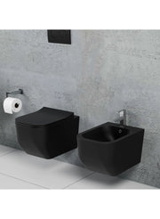 Coppia di sanitari wc e bidet sospesi ceramica nera SICENA SQUARED