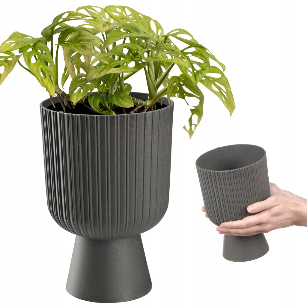 Vaso da fiori KADAX, vaso per fiori, da giardino, con coperchio in plastica, 14 cm, supporto per fiori, grigio