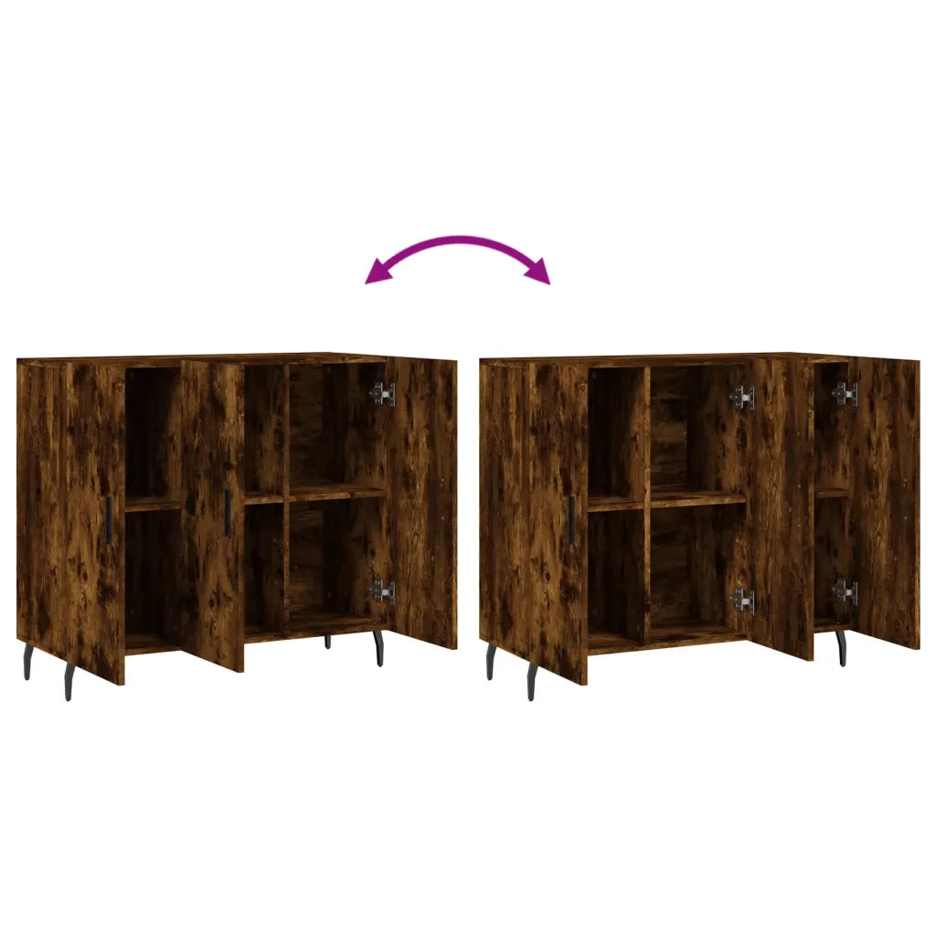 Credenza | Madia | Buffet da pranzo | Armadio da pranzo Rovere Fumo 90x34x80 cm in Legno Multistrato