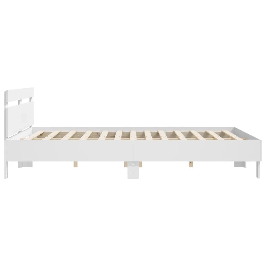 Giroletto con Testiera Bianco 160x200 cm in Legno Multistrato