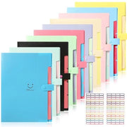 Pacco di 10 cartelle espandibili, cartelle A4, cartelle a 5 compartimenti, cartelle A4 espandibili con etichette, cartelle organizzative, sistema di cartellonamento per uso domestico, ufficio, scuola