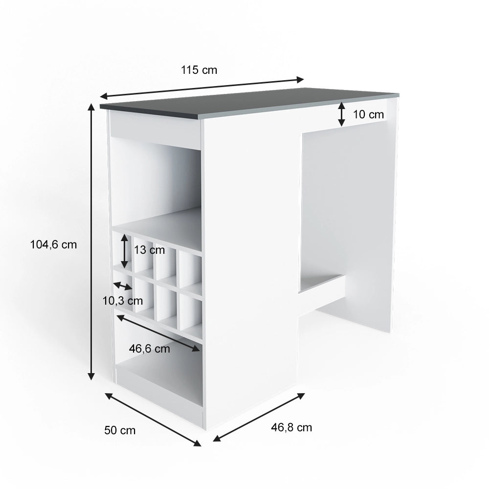 Vicco Tavolo bar alto Bianco/antracite 115 x 50 cm