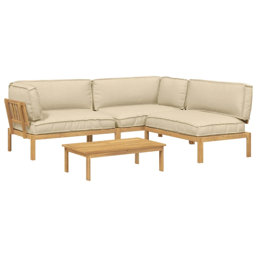 Set di divani con cuscino 4 pcs Beige Legno di Acacia Massello 3418387